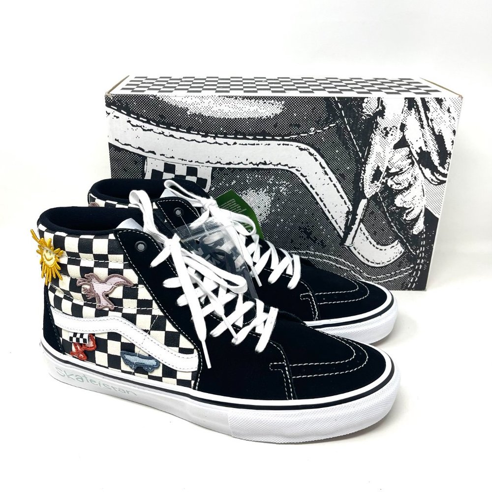 💖MEGA SALE💖Vans Sk8 Hi Men  Checkered Black White Skate Sun   VN0A5FCC89C